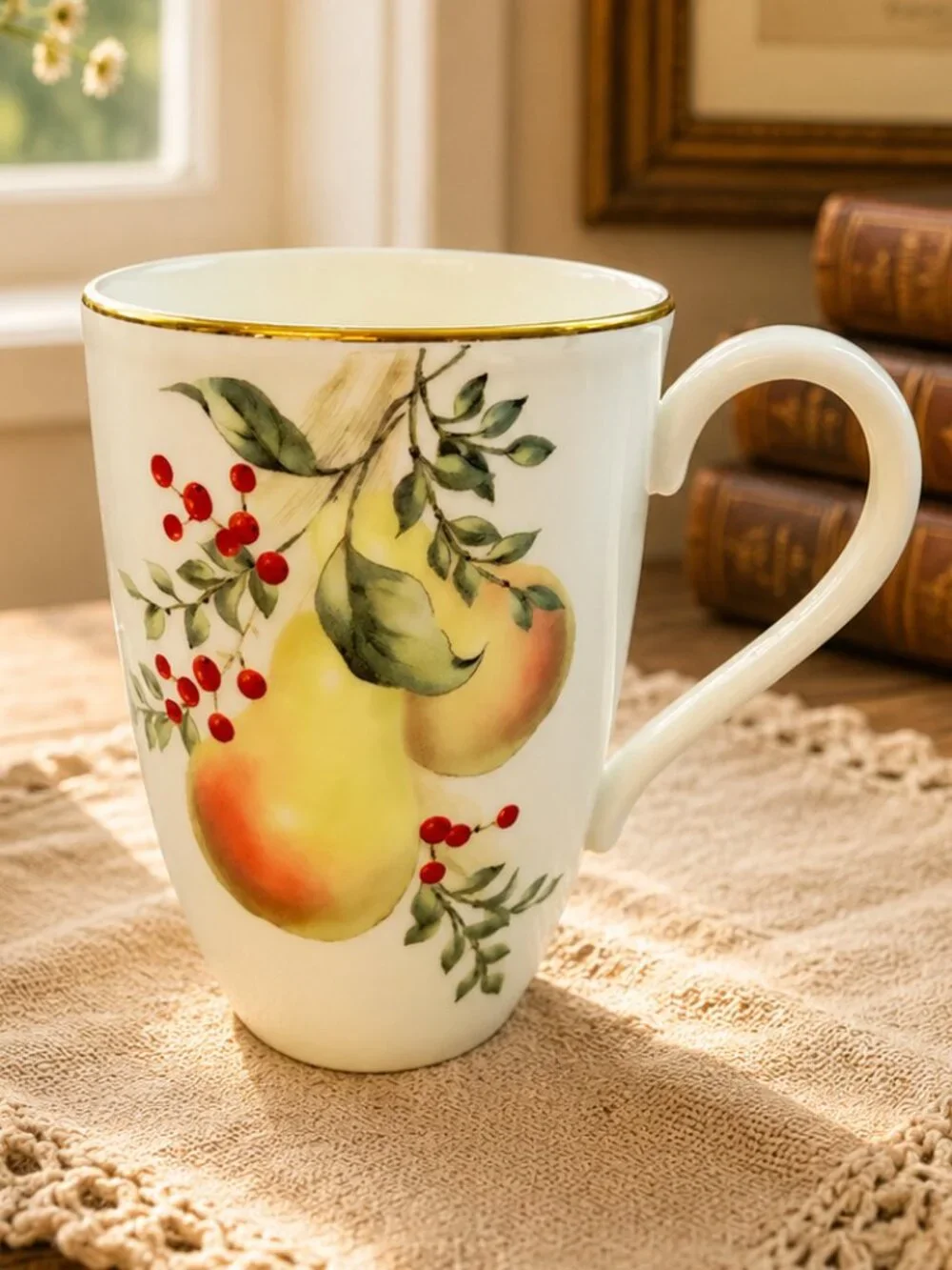 Vintage Lenox Williamsburg Boxwood & Pine Coffee Mugs Set